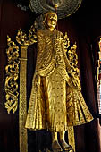 Bagan Myanmar. Shwezigon pagoda. perfumed chambers ancillary temples housing standing bronze Buddha images. 